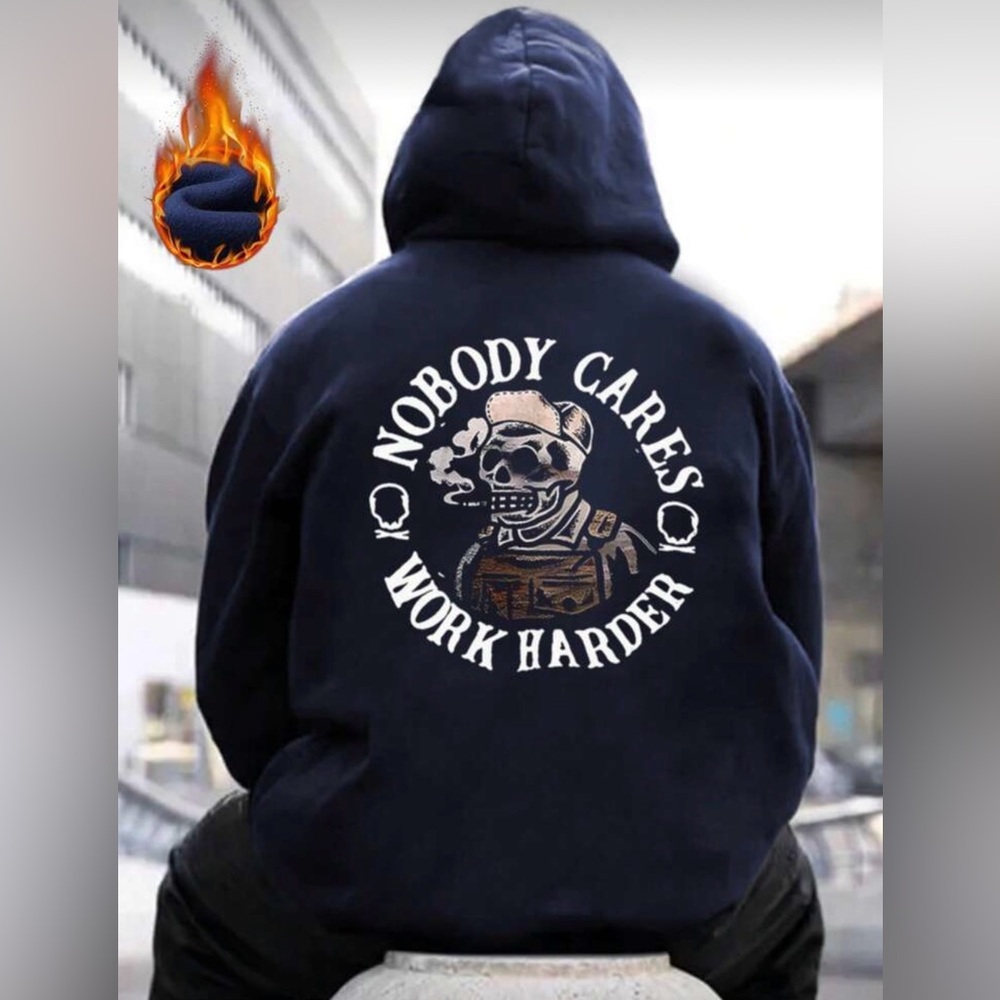 Mens Navy Hoodie with Graphic